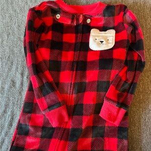 Carter's Red and Black Plaid Onesie 3 footies